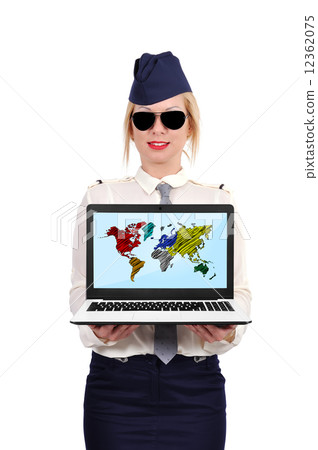 stewardess holding notebook 12362075