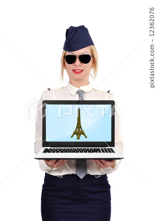 laptop with eiffel tower laptop with eiffel tower 12362076