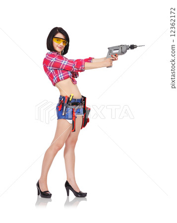 girl holding electric drill 12362172