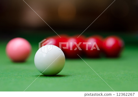 Three different colour snooker balls on the table 2 12362267