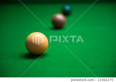 Snooker balls on the green table 2 12362275