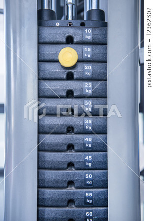 gym weight machine. Amount of weight on lifting machine 12362302