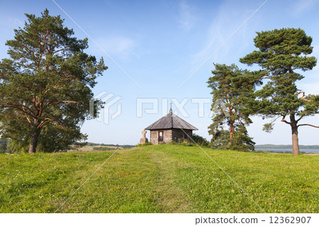 Ancient Orthodox chapel and stone cross on Savkina gorka Ancient Orthodox chapel and stone cross on Savkina gorka 12362907