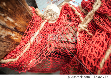 natural fiber net on old wooden boat natural fiber net on old wooden boat 12364713
