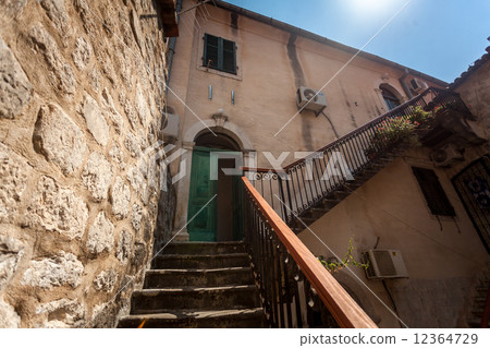 staircase at backyard of old building at sunny day staircase at backyard of old building at sunny day 12364729