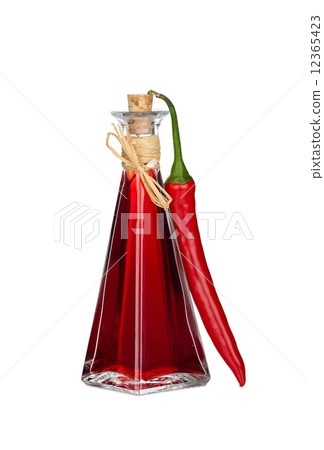 Bottle Chili Oil and Chili Pepper 12365423