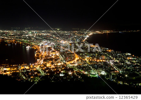 Night view of Hakodate 1 million dollars from Mt. Hakodate Night view of Hakodate 1 million dollars from Mt. Hakodate 12365429