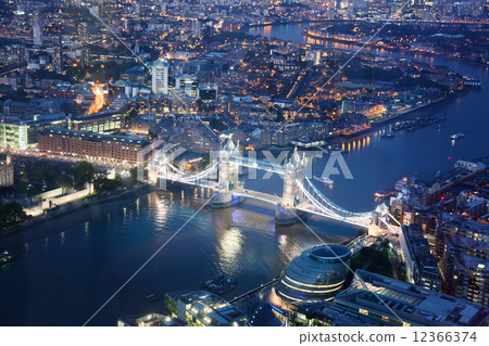 London at night with urban architectures and Tower Bridge 12366374