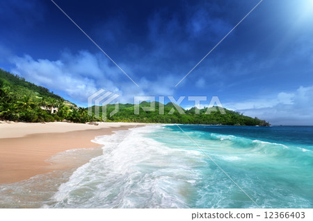 beach at Mahe island, Seychelles 12366403