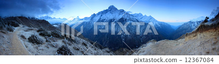 sunrise in the mountains Everest, Himalayas 12367084