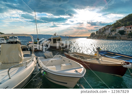 Landscape with boats and sea 12367829
