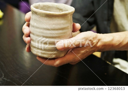 Hand resting hand · Senior hand with hot water · Horizontal position 12368013