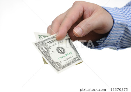 Giving one dollar bill Giving one dollar bill 12370875