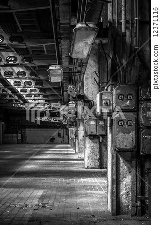 Dark industrial interior 12371116