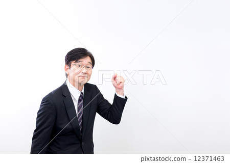 Mature age businessman guts pose upper body Mature age businessman guts pose upper body 12371463