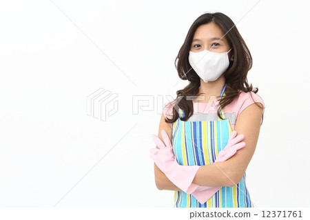 Asian women playing rubber gloves 12371761