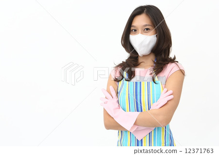 Asian women playing rubber gloves 12371763