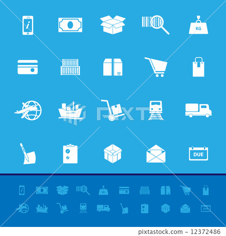 Shipment color icons on blue background 12372486