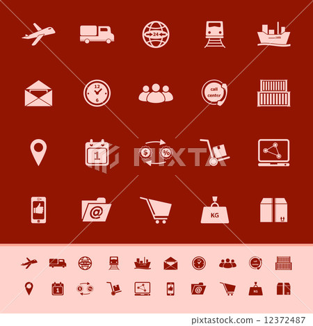 Logistic color icons on red background 12372487