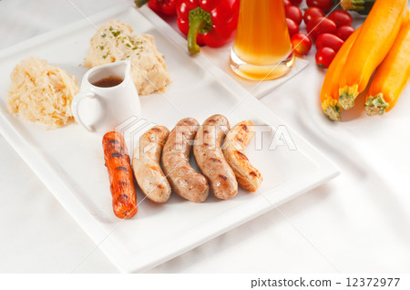 selection of all main type of german wurstel saussages selection of all main type of german wurstel saussages 12372977