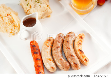 selection of all main type of german wurstel saussages selection of all main type of german wurstel saussages 12372978