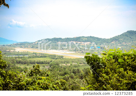 Tropic island Samui, sea and airport, panorama viewpoint Tropic island Samui, sea and airport, panorama viewpoint 12373285