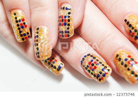 Female hands with nails art on the white background 12373746