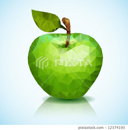 Green apple made from polygons Green apple made from polygons 12374193