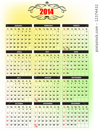 2014 calendar with pencil image. Vector illustration 2014 calendar with pencil image. Vector illustration 12374432