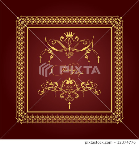 Stock Illustration: Gold ornament on brown background. Can be used as invitation car