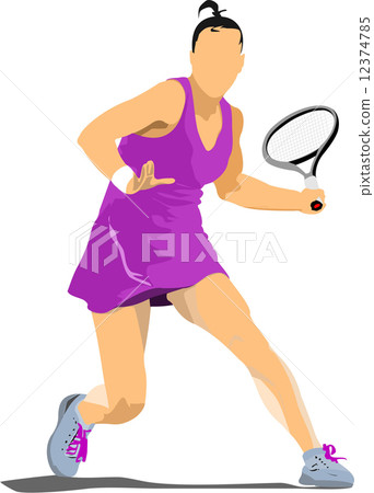 Woman Tennis player. Colored Vector illustration for designers 12374785