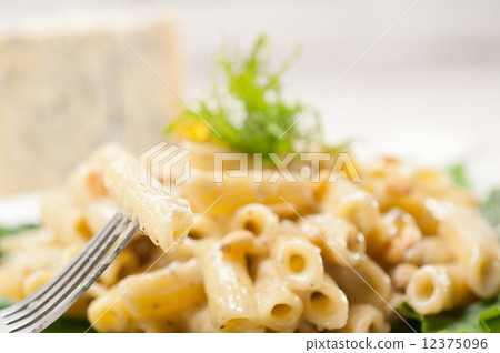 Italian pasta penne gorgonzola and pine nuts Italian pasta penne gorgonzola and pine nuts 12375096