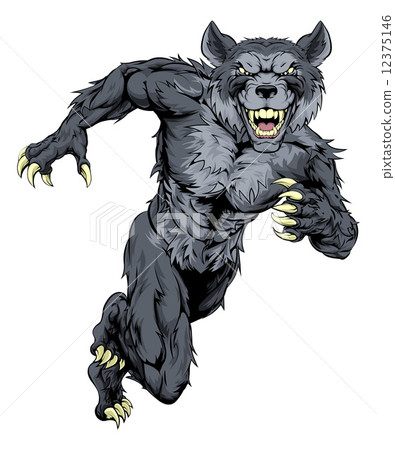 Running wolf mascot 12375146