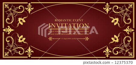 Stock Illustration: Gold ornament on brown background. Can be used as invitation car