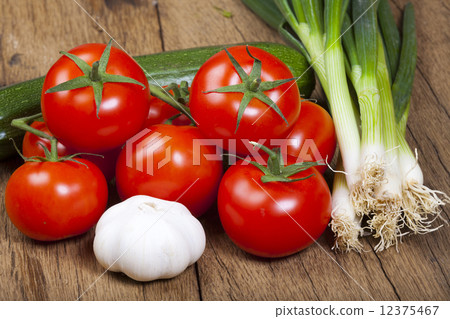 Fresh Tomatoes, Garlic and Green Onions 12375467