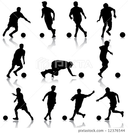 silhouettes of soccer players with the ball. Vector illustration 12376544