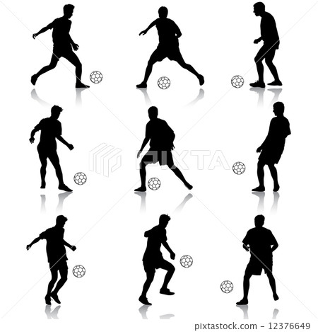 silhouettes of soccer players with the ball. Vector illustration 12376649