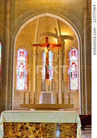 Inside in temple on top of Mount Tibidabo, the Temple of the Sac 12377464