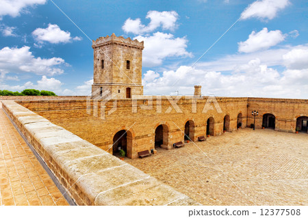 View of Castillo de Montjuic  on mountain Montjuic in  Barcelona 12377508