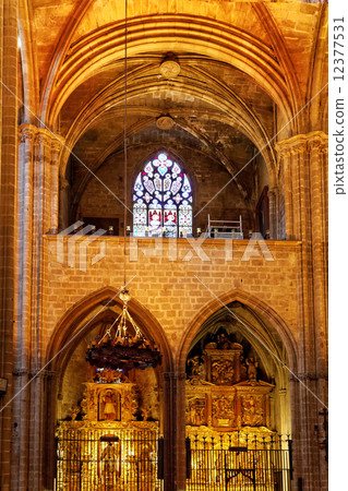 Inside Cathedral. Cathedral of the Holy Cross and Saint Eulalia. Inside Cathedral. Cathedral of the Holy Cross and Saint Eulalia. 12377531