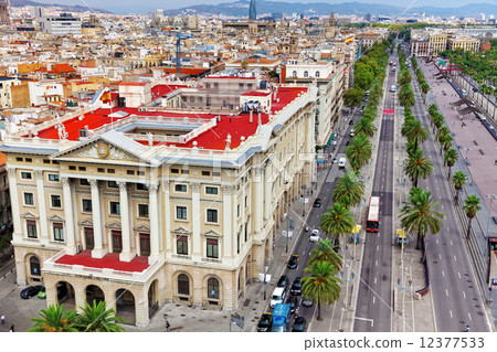 Panorama on Barcelona city from Columbus monument.Barcelona. Spa Panorama on Barcelona city from Columbus monument.Barcelona. Spa 12377533