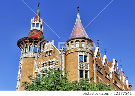 Сasa Serra (Building with spires) in centre of Barcelona, Cata Сasa Serra (Building with spires) in centre of Barcelona, Cata 12377541