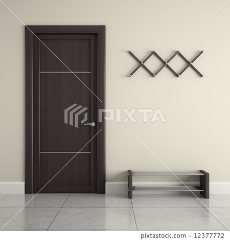 Hall with door, hanger and stand for shoes Hall with door, hanger and stand for shoes 12377772