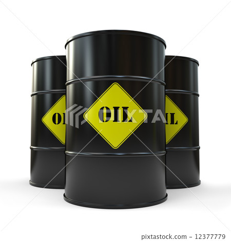 Three Black oil barrels isolated on white background Three Black oil barrels isolated on white background 12377779