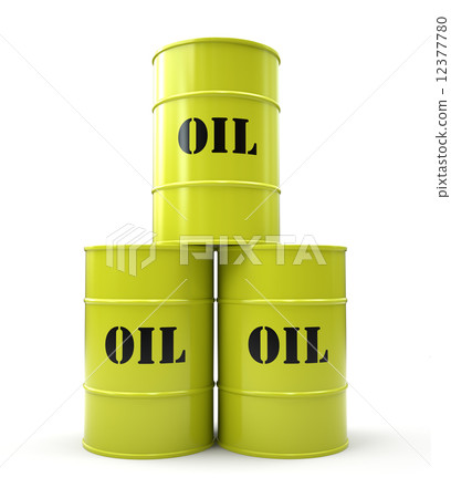 Pyramid of three yellow oil barrel Pyramid of three yellow oil barrel 12377780