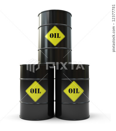 Pyramid of three black oil barrel Pyramid of three black oil barrel 12377781