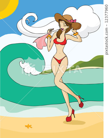 Summer fashion on sea beach 12377960