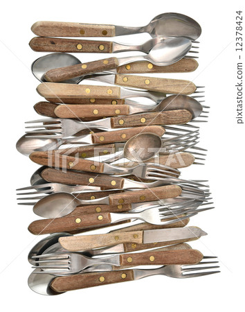 Vintage cutlery. Retro kitchen utensils knife, fork and spoon 12378424