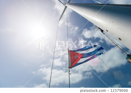 Cuban flag over the sky 12379098