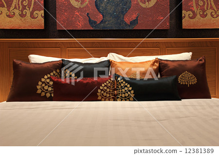 Beautiful bed in traditional Thai setting 12381389